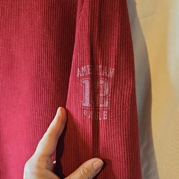 American Eagle Outfitters Vintage Y2KMens Red Ribbed Crewneck Sweater Size Large - Picture 4 of 6